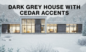 dark grey house with cedar accents